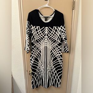 Black and White Geometric sweater Dress
